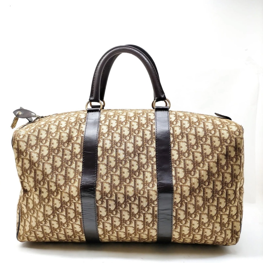 💯% Christian Dior Brown Monogram Trotter Boston Duffle Bag